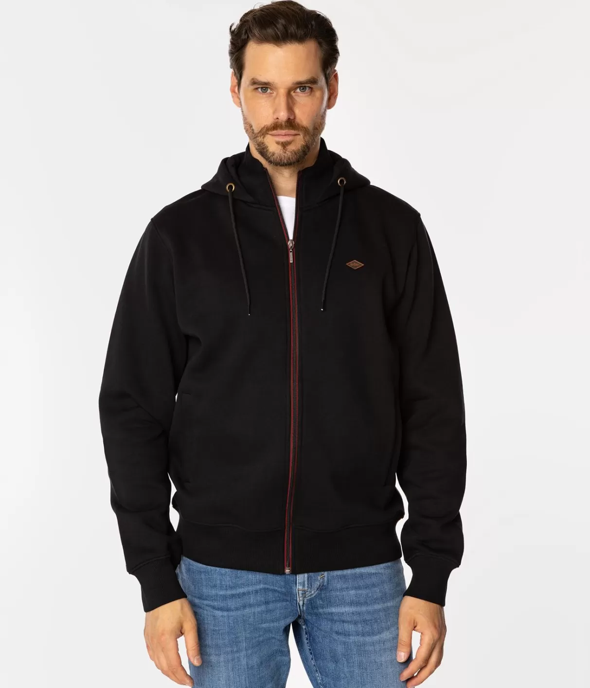 Rozpinana bluza męska z kapturem FORT 9252 CAVIAR-Lee Cooper Cheap