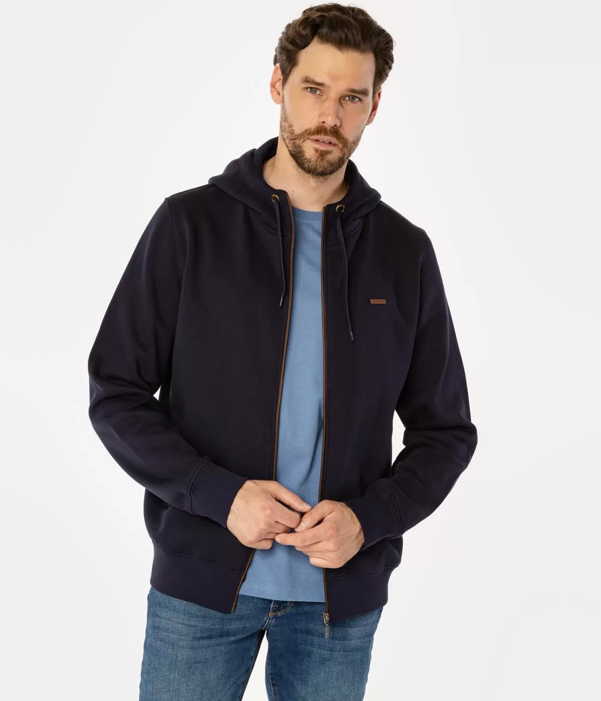 Rozpinana bluza męska z kapturem ZACK 4306 DRESS BLUE-Lee Cooper Discount