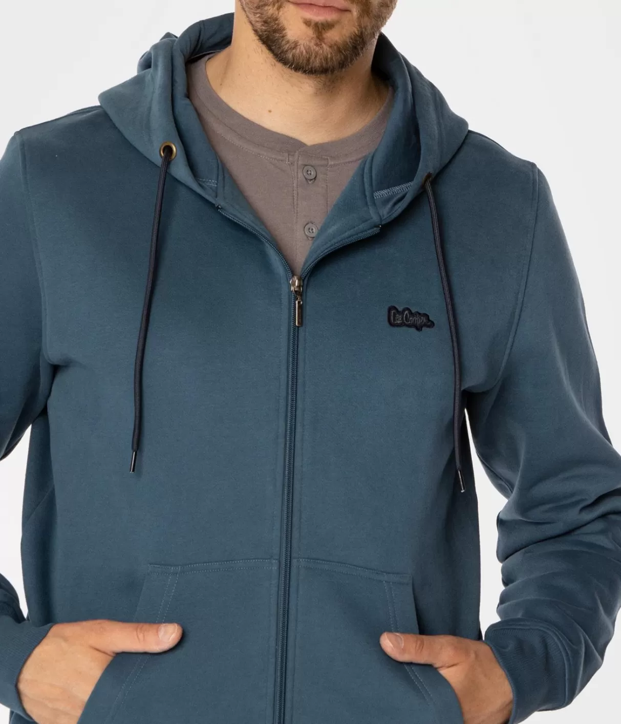 Rozpinana bluza męska z kapturem ZANE 4302 INDIAN TEAL-Lee Cooper Sale