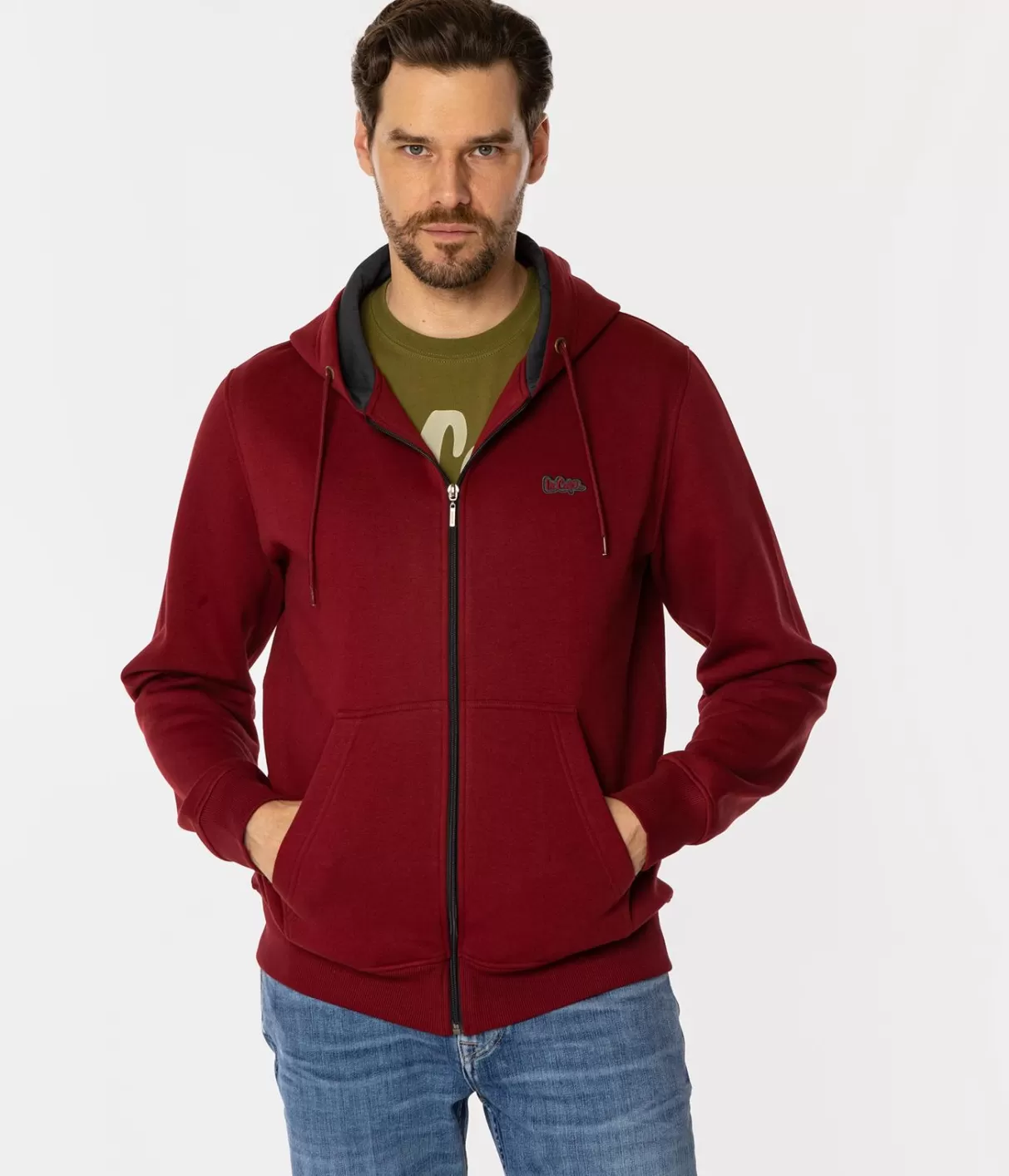 Rozpinana bluza męska z kapturem ZELDON 4305 DARK RED-Lee Cooper Cheap