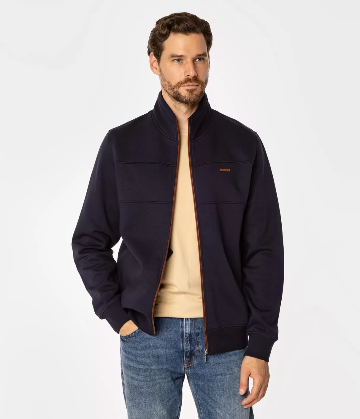 Rozpinana bluza męska ze stójką ZEYNER 4311 NAVY BLAZER-Lee Cooper Fashion