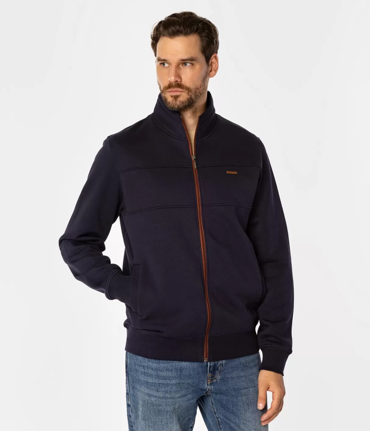 Rozpinana bluza męska ze stójką ZEYNER 4311 NAVY BLAZER-Lee Cooper Fashion