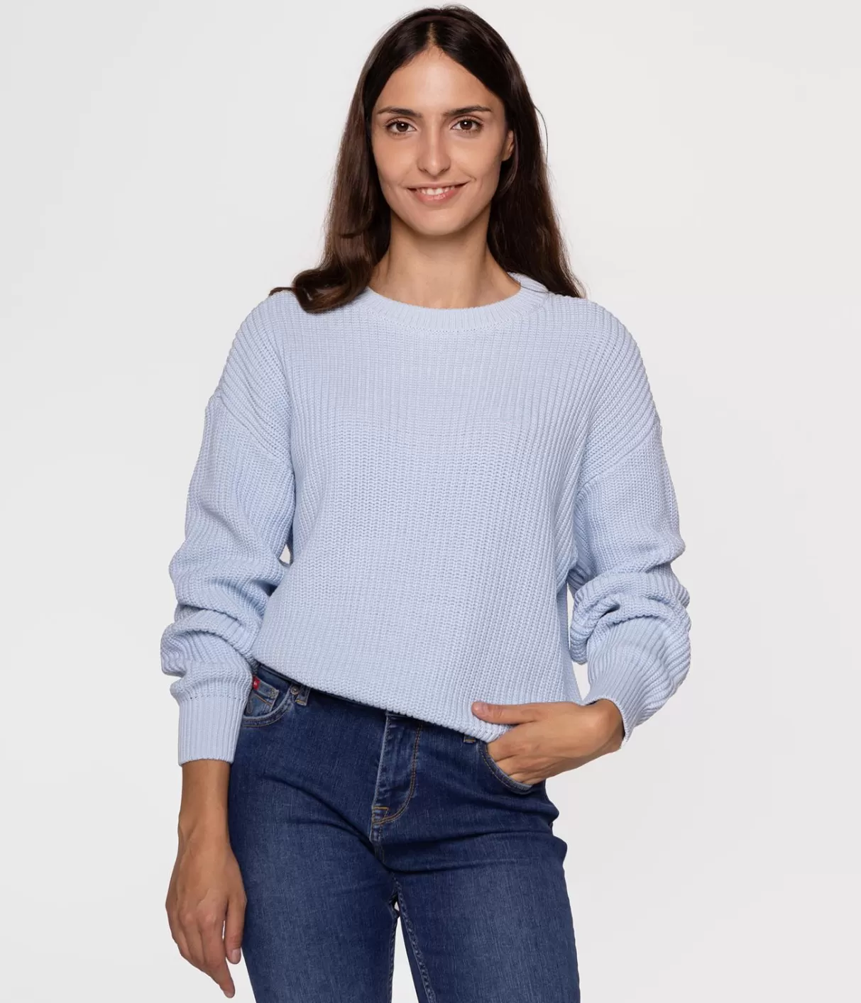 Sweter damski z bawełny organicznej YANA ORGANIC LIGHT BLUE-Lee Cooper Store