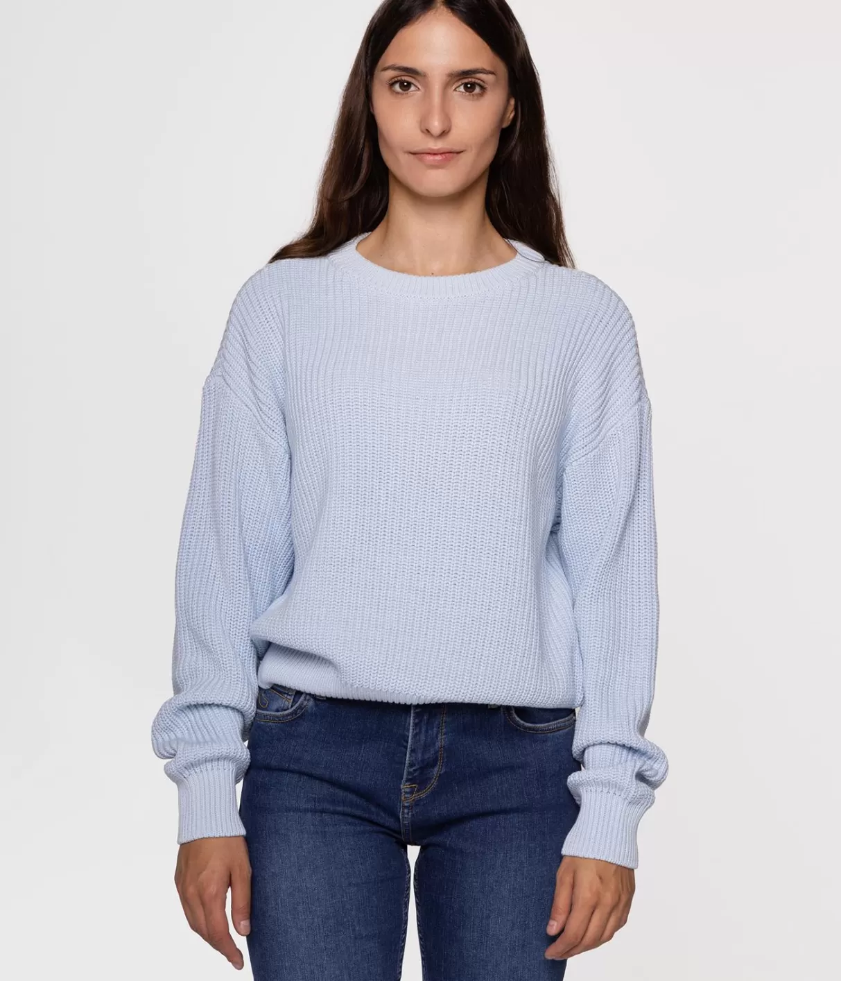 Sweter damski z bawełny organicznej YANA ORGANIC LIGHT BLUE-Lee Cooper Store