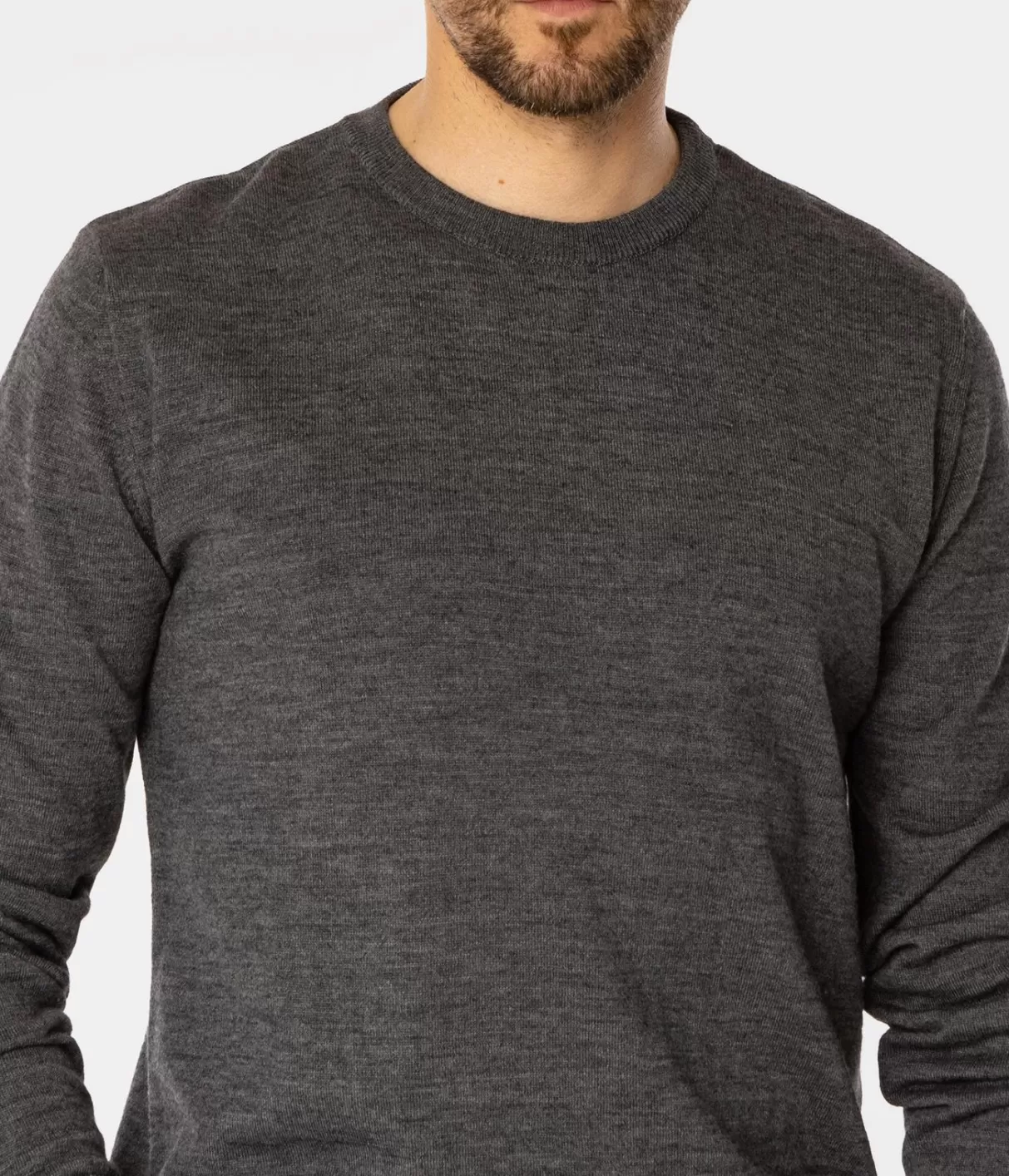 Sweter męski regular z wełną merino LOKI MERA GREY MELANGE-Lee Cooper Clearance