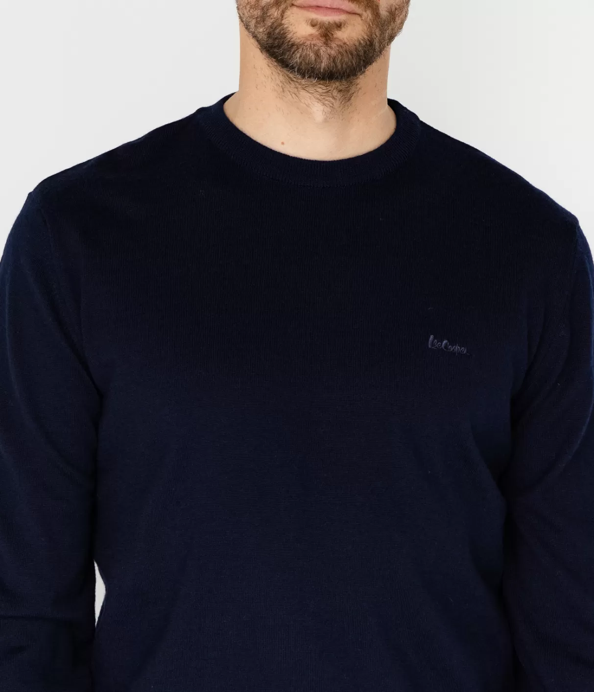 Sweter męski regular z wełną merino LOKI MERA NAVY-Lee Cooper Sale