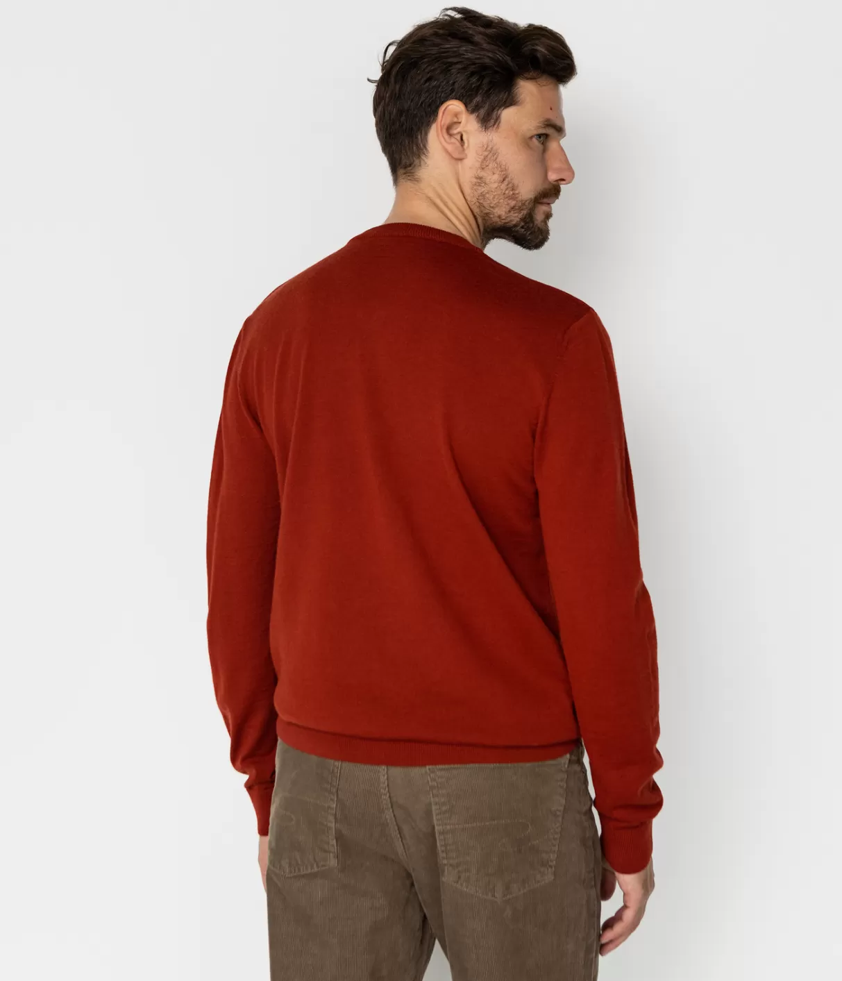 Sweter męski regular z wełną merino RIVER MERA RED OCHRE-Lee Cooper Clearance