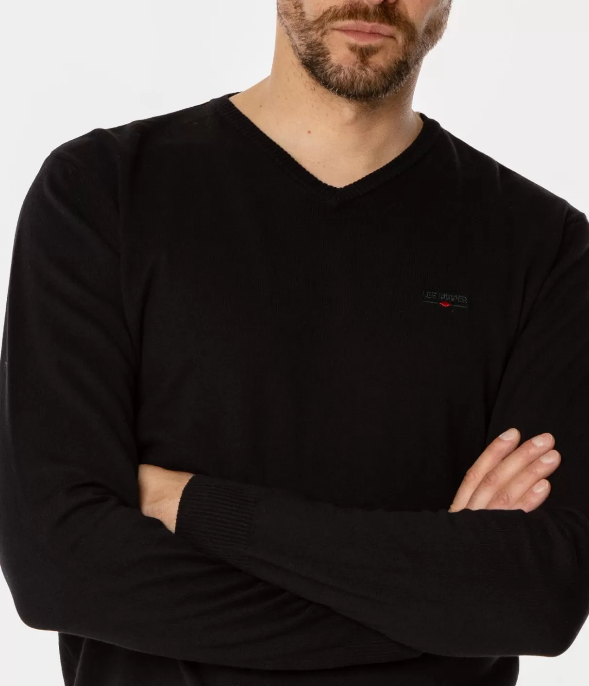 Sweter męski z bawełny organicznej ADAM ORGANIC BLACK-Lee Cooper Online