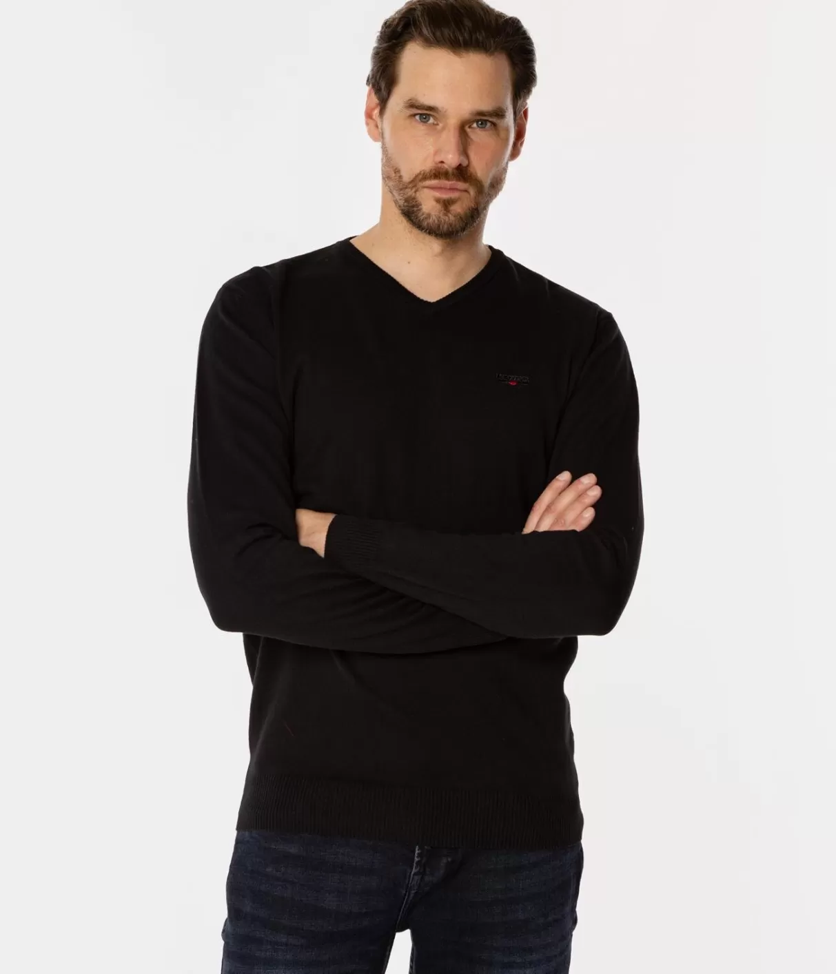 Sweter męski z bawełny organicznej ADAM ORGANIC BLACK-Lee Cooper Online