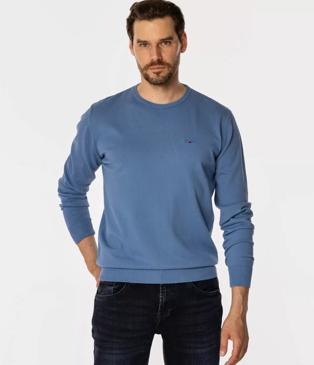 Sweter męski z bawełny organicznej ANDY ORGANIC CORONET BLUE-Lee Cooper Sale