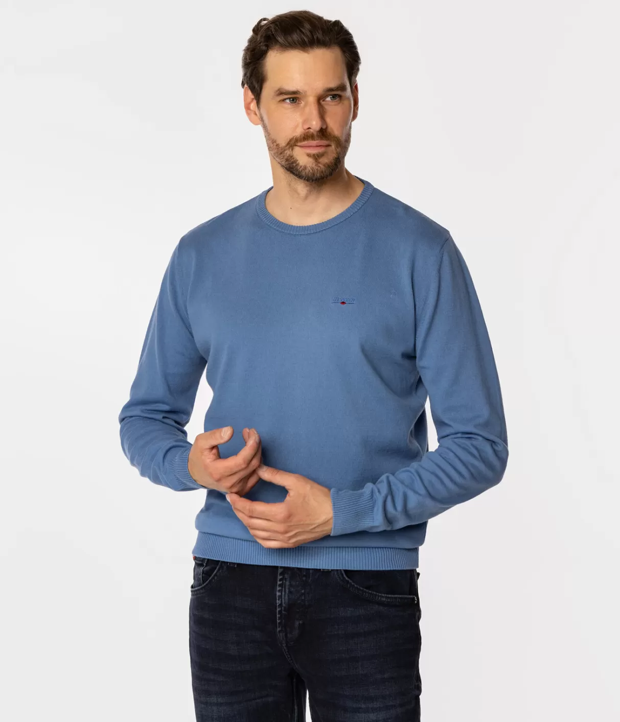 Sweter męski z bawełny organicznej ANDY ORGANIC CORONET BLUE-Lee Cooper Sale