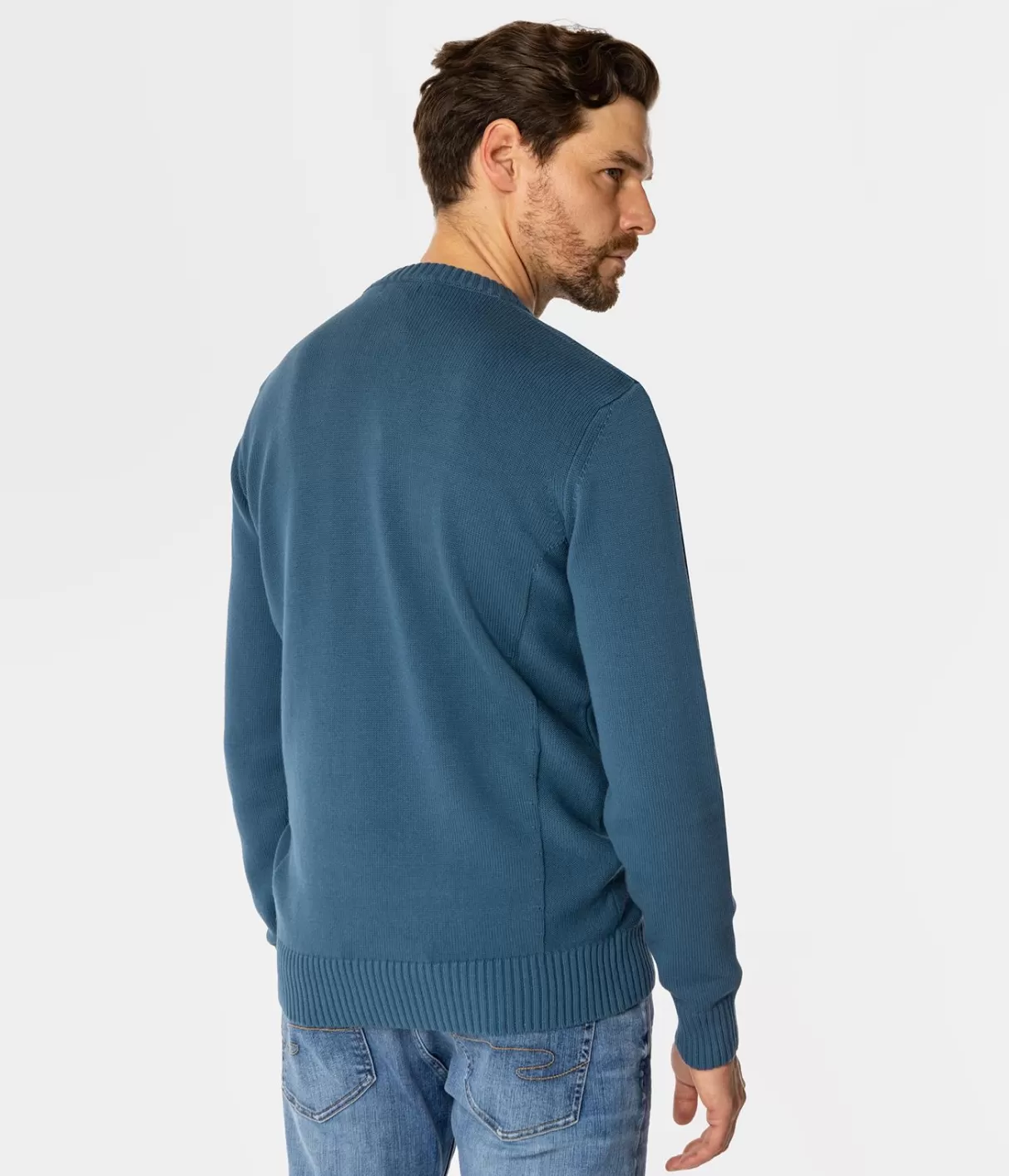 Sweter męski z bawełny organicznej BILL ORGANIC INDIAN TEAL-Lee Cooper Store