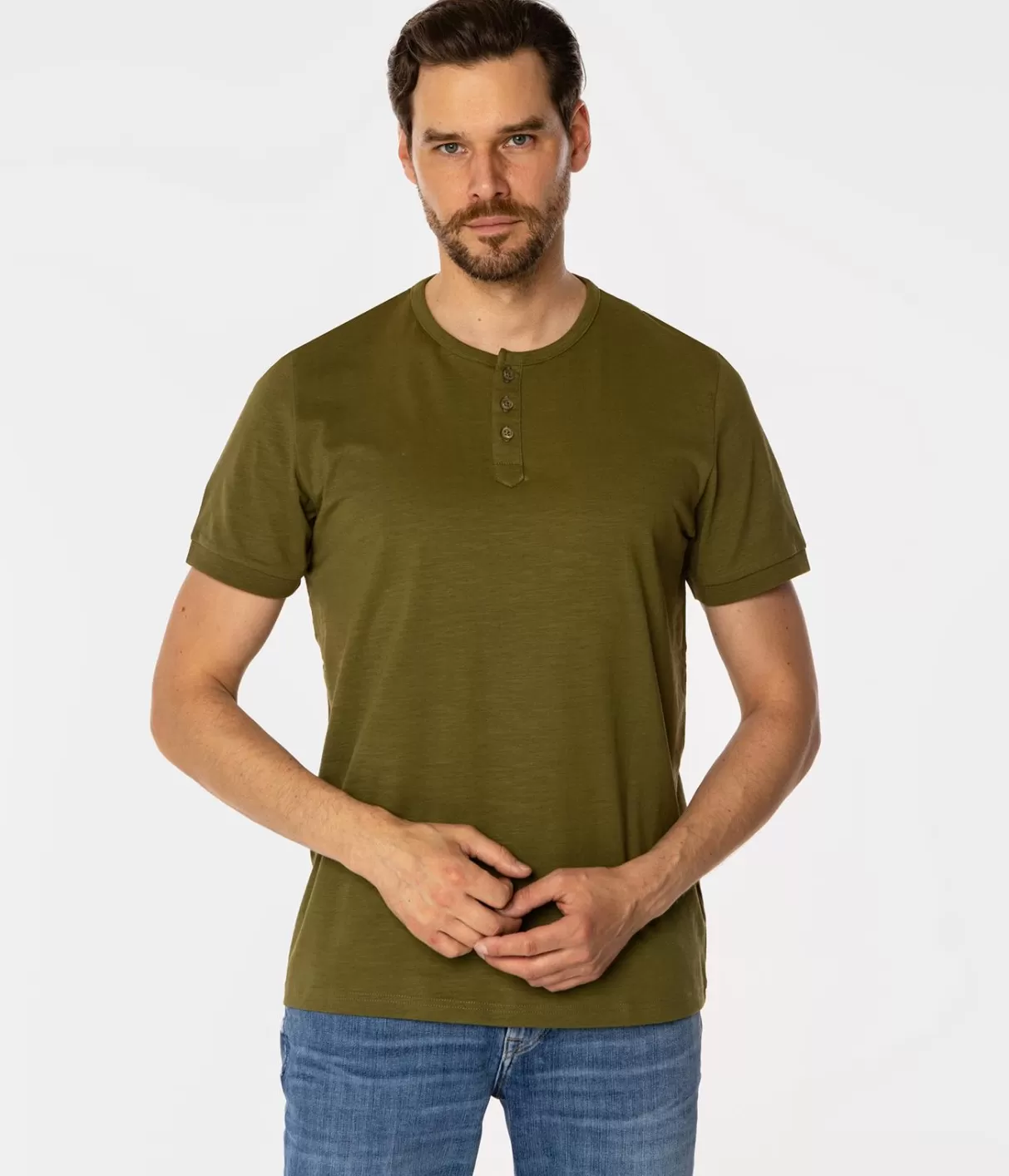 TSHIRT M HENLEY2 4587 SPHAGNUM-Lee Cooper Sale
