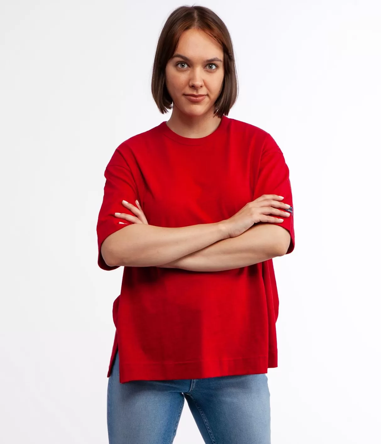 T-shirt oversize z lnem OMENA 8515 RED-Lee Cooper Online