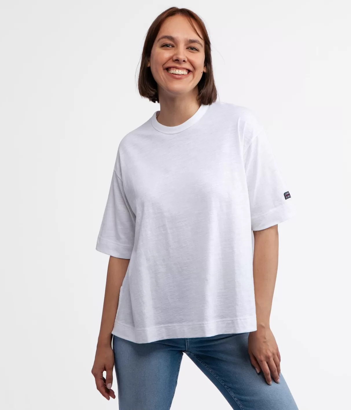 T-shirt oversize z lnem OMENA 8515 WHITE-Lee Cooper Shop