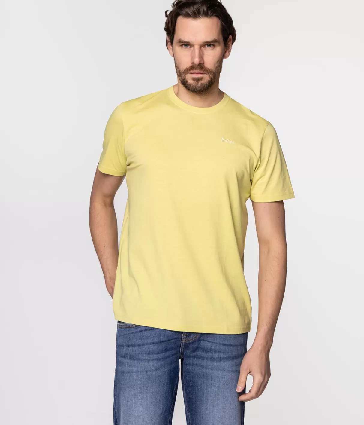 T-shirt z małym haftowanym logo OBUTCH 0875 ENDIVE-Lee Cooper Sale