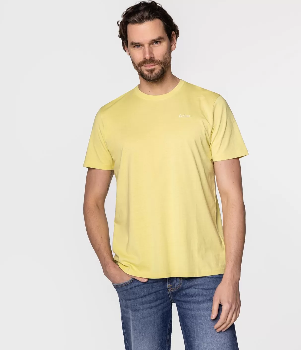 T-shirt z małym haftowanym logo OBUTCH 0875 ENDIVE-Lee Cooper Sale