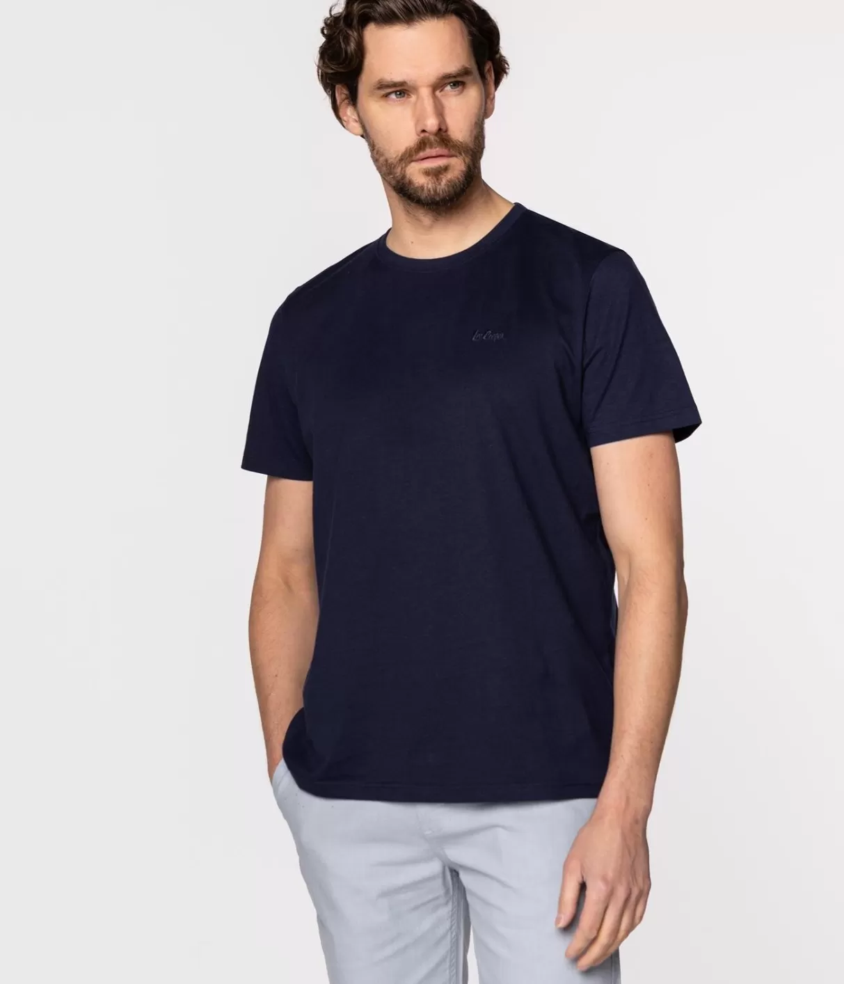 T-shirt z małym haftowanym logo OBUTCH 0875 NAVY BLAZER-Lee Cooper Flash Sale