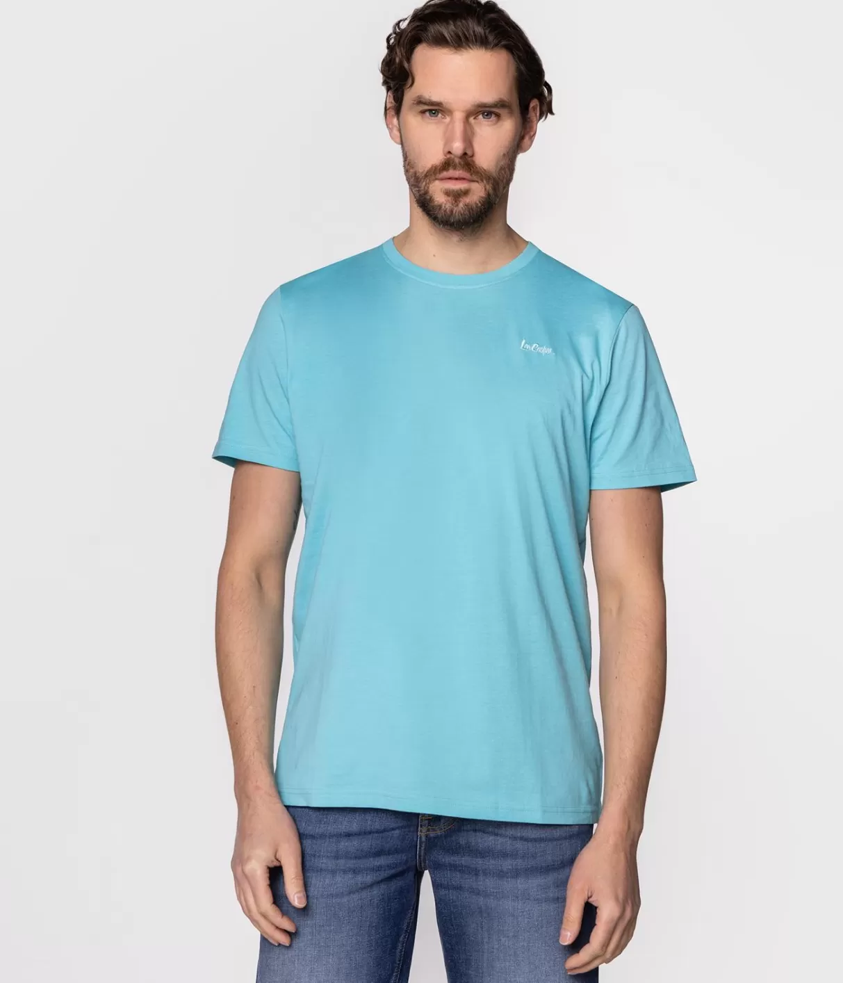 T-shirt z małym haftowanym logo OBUTCH 0875 SEA JET-Lee Cooper Discount