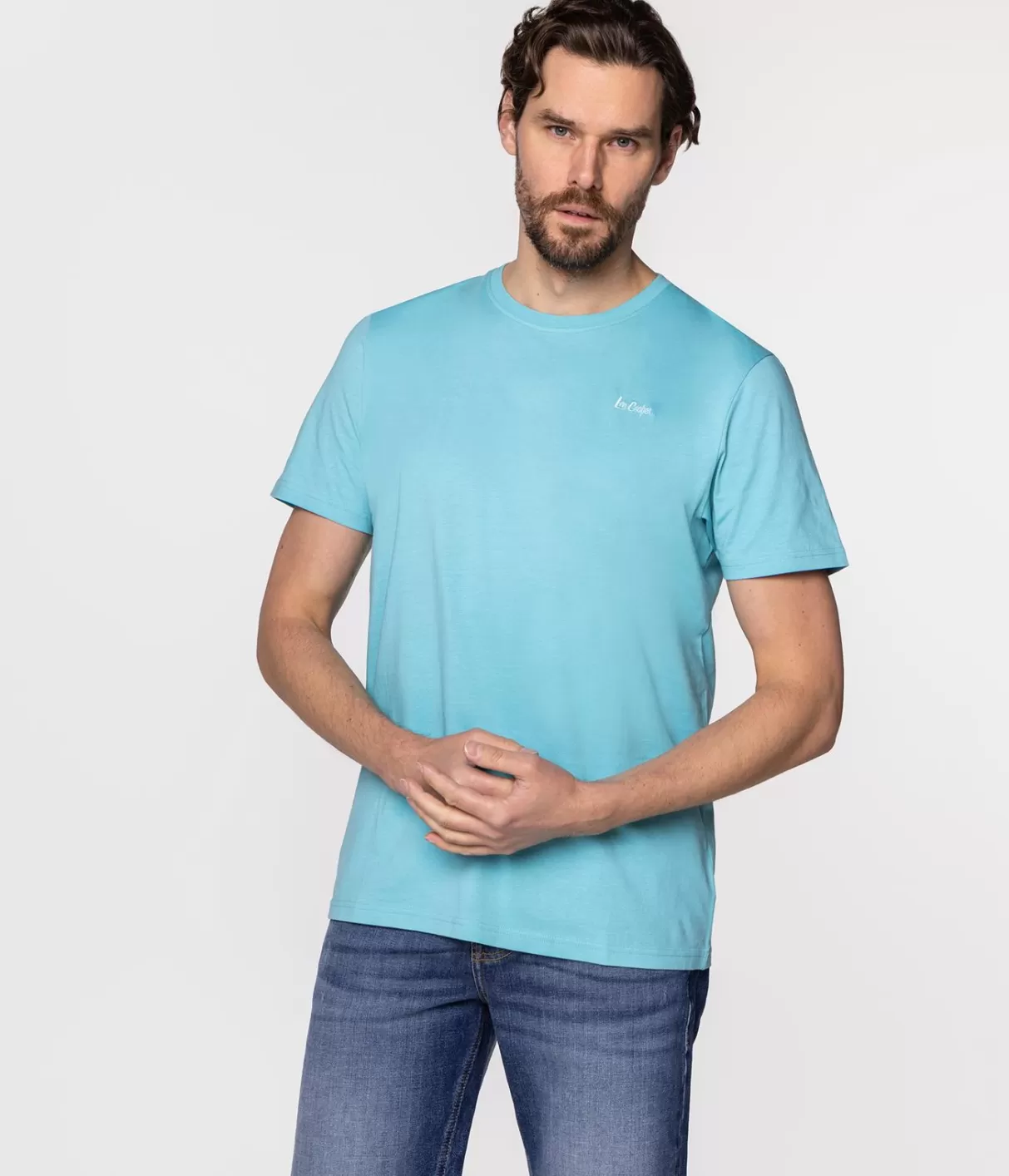 T-shirt z małym haftowanym logo OBUTCH 0875 SEA JET-Lee Cooper Discount