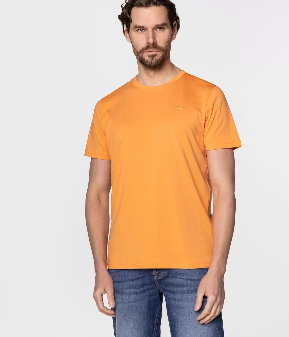 T-shirt z małym haftowanym logo OBUTCH 0875 TANGERINE-Lee Cooper Flash Sale